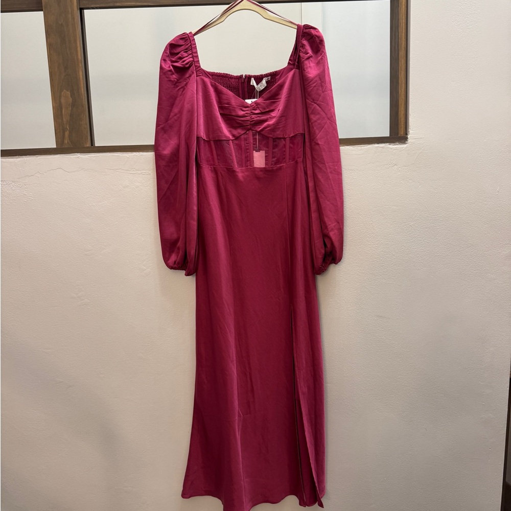 Astr Nordstrom Fuchsia Long Sleeve Maxi Dress size XS NEW WITH TAG (nwt)